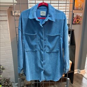 Ashley By 26 International Blue Corduroy Button-Up Shirt